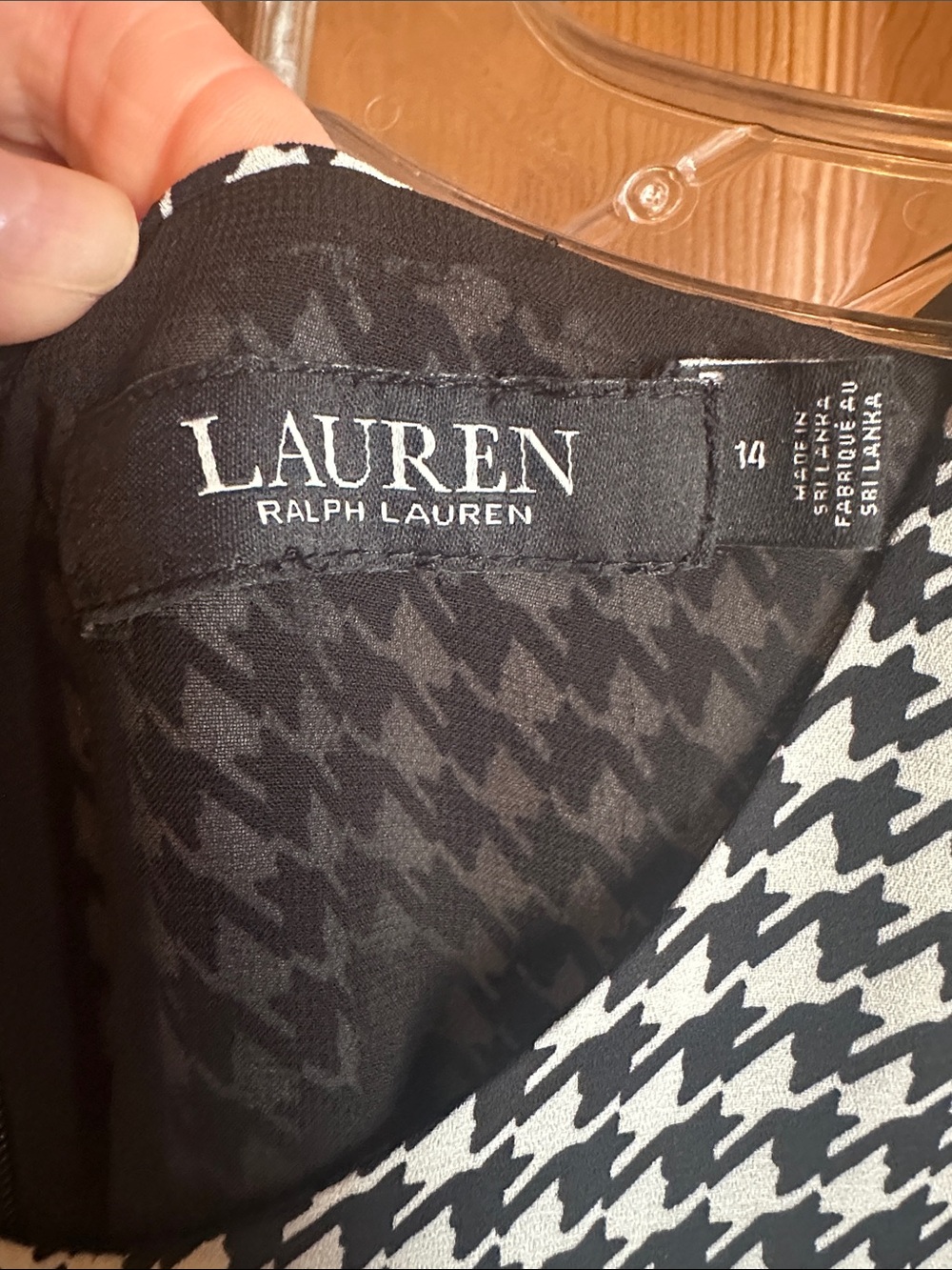 Lauren Ralph Lauren Sleeveless Houndstooth Tie-Waist Dress, size 14 - Picture 2 of 9